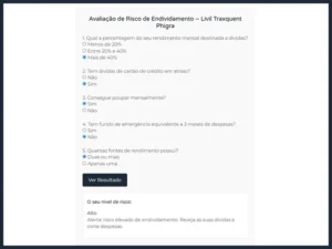 Captura de ecran do questionario de avaliação de Risco de Endividamento Livil Traxquent Phigra