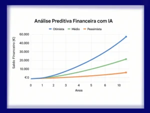 Gráfico com análise preditiva financeira de uma família ao longo de 10 anos com IA de Livil Traxquent Phigra