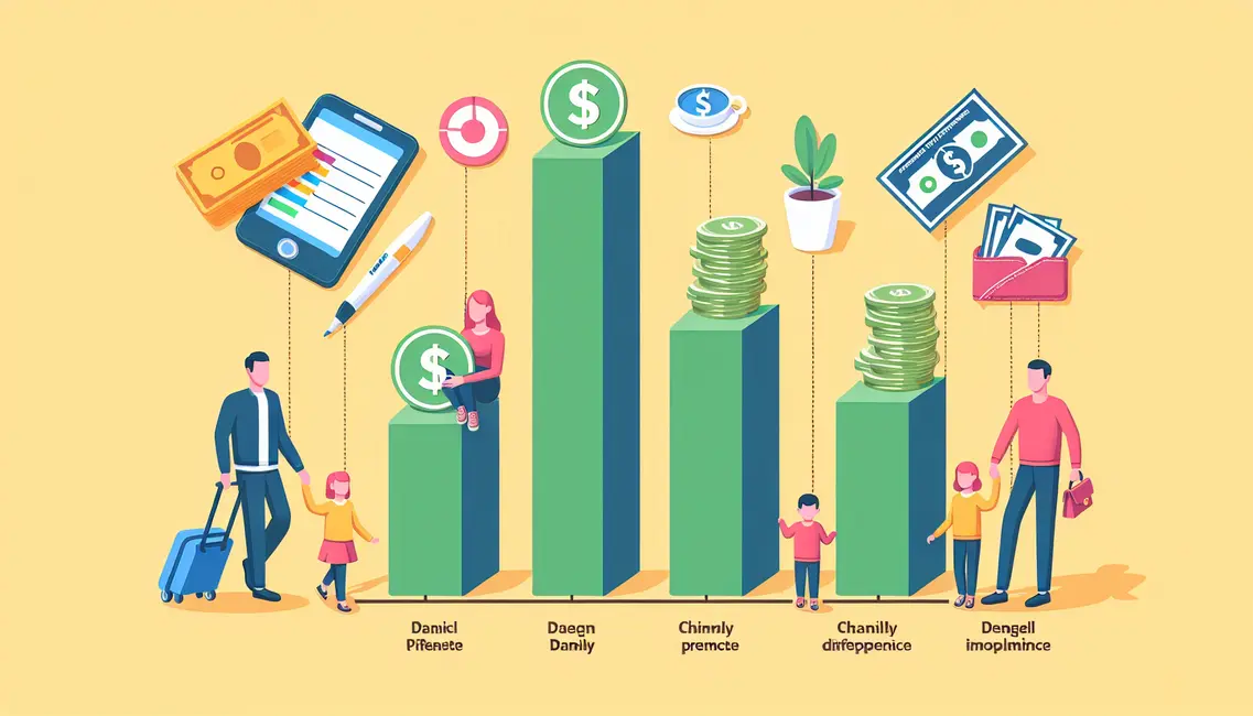 Gráfico de barras mostrando as diferentes prioridades de despesas familiares com a ferramenta financeira para famílias monoparentais Livil Traxquent Phigra