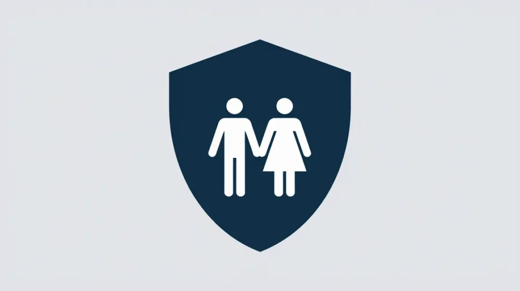 Ícone de um escudo com uma família ilustrada no centro, representando a Protecção de dados familiares no Livil Traxquent Phigra.