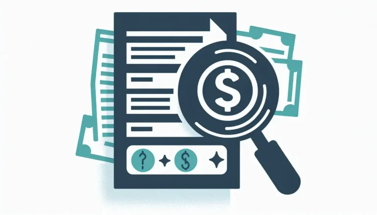 Icone de lupa sobre faturas ou extratos financeiros com ênfase na Redução de despesas ocultas com Livil Traxquent Phigra.
